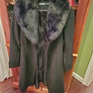 Ralph Lauren  Wool blend coat with faux fur collar